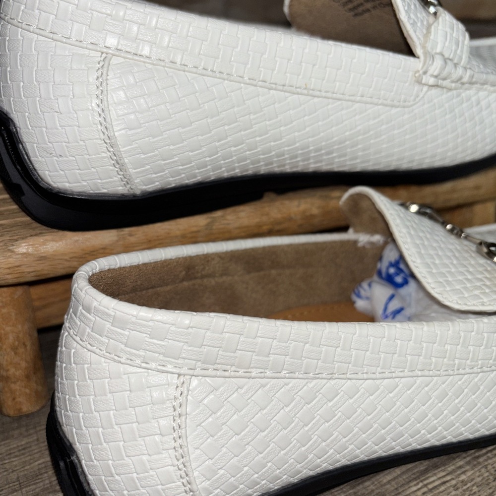 Faranzi White Sheldon Silver Buckle Slip on 10 Driver's Men Loafer/Shoe F420297K - Picture 9 of 16